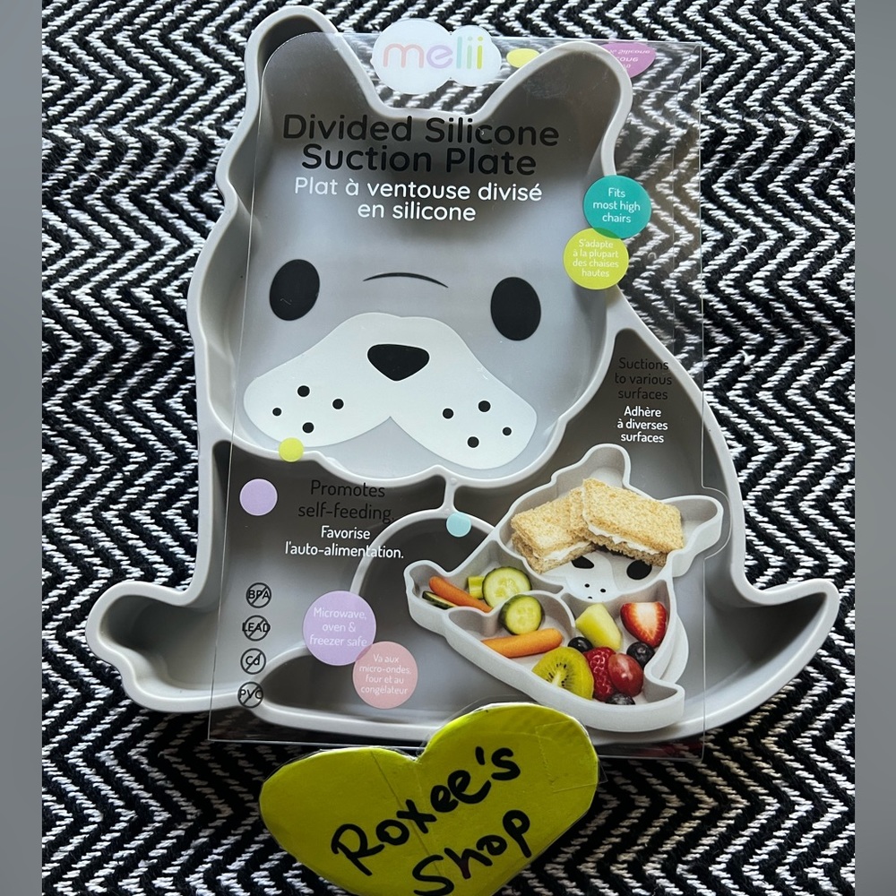 Frenchie French Bulldog Divided Silicone Suction Plate